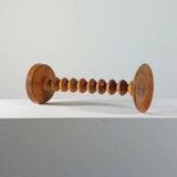 Vintage mid-century wooden candlestick, spool decoration from the 1970s.
