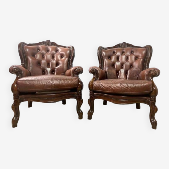 Ensemble de 2 fauteuils / fauteuils / fauteuils club vintage baroques