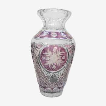 Colored cut crystal vase