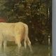 Table oil on panel cows late 19th early 20th century