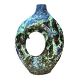 Tamegroute ceramic vase with central hole, handmade in Morocco. Unique and original object for you