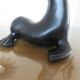 Lamp " black sea lion " white opaline ball 70s