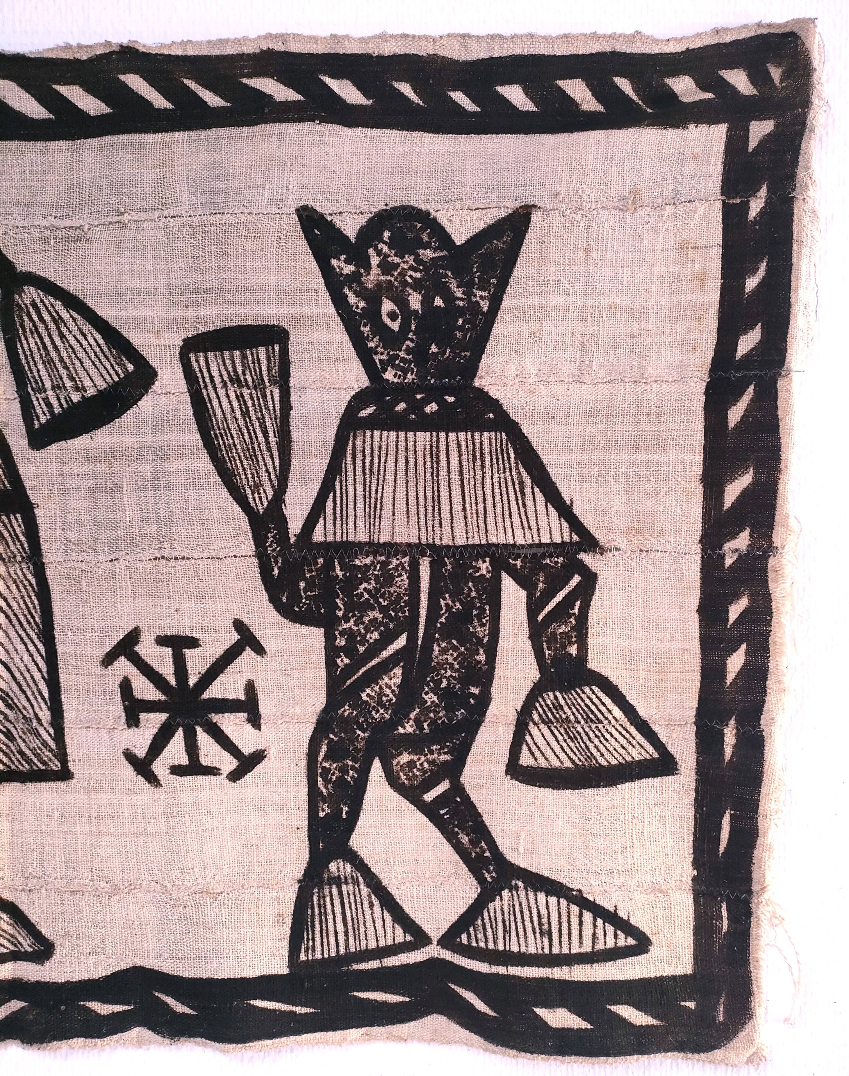 Vintage Korhogo Senoufo canvas tapestry L.103 cm