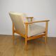 Vintage Loft armchair 70s light beige - velvet fabric - natural beech wood