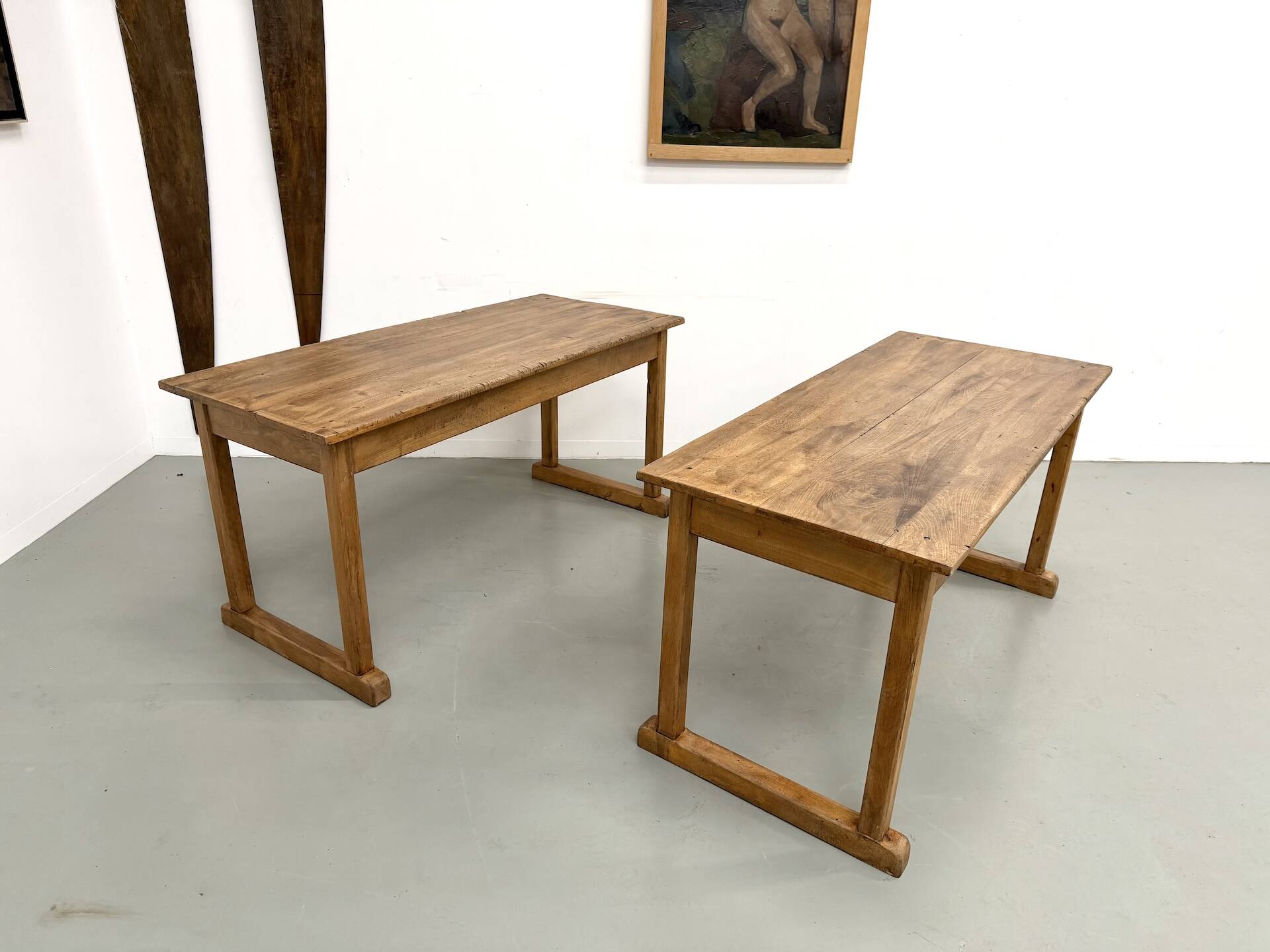 Pair of Vintage Community Tables in Solid Beech