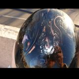 Vase in black multilayer glass paste and inclusion of gold and other colors signed by Bob Le Bleïs