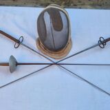 Vintage French Fencing Mask and 3 Swords (Sabre, Sabre or Foil) by L. Carré París