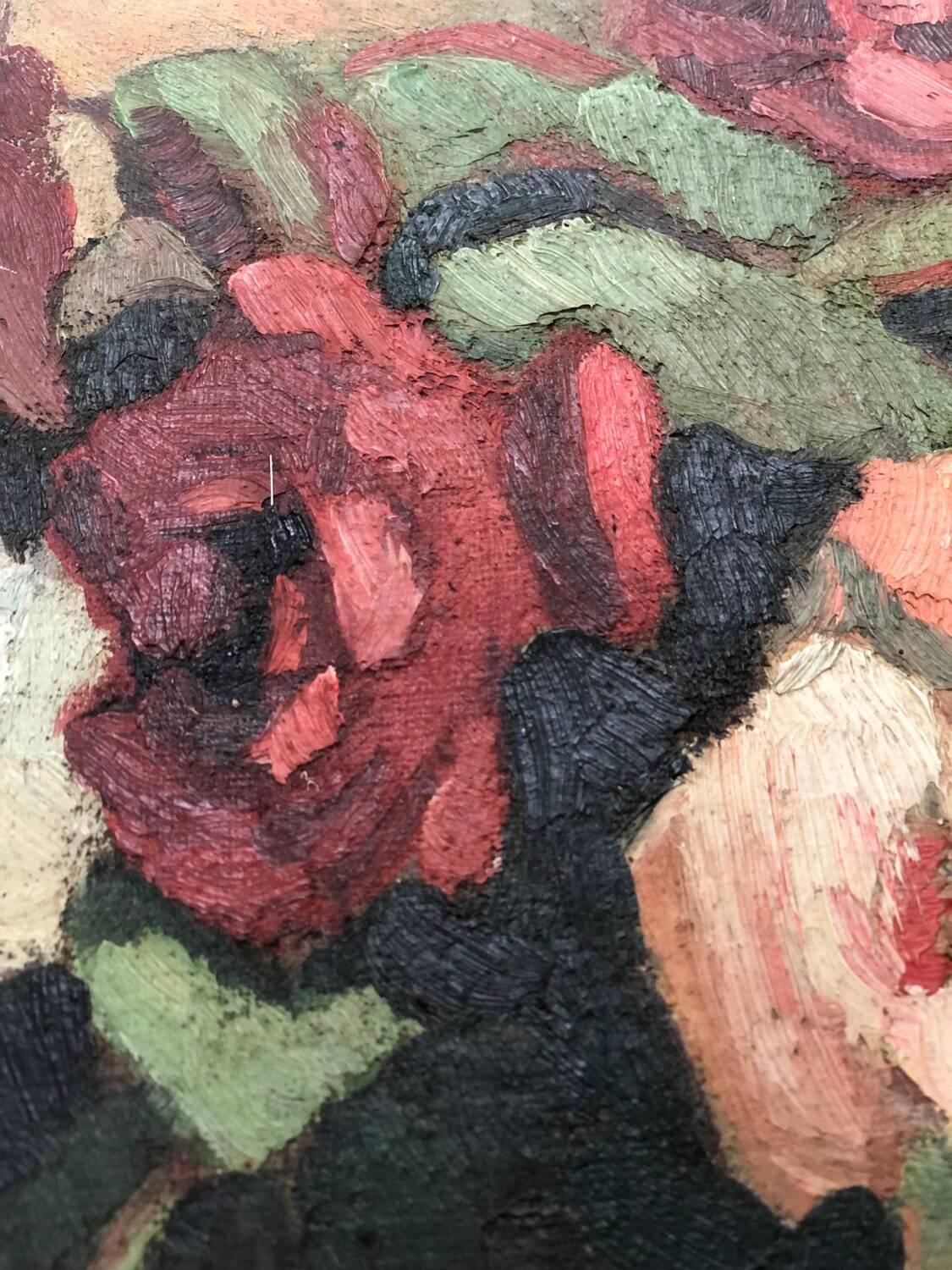 Antique oil painting, still life