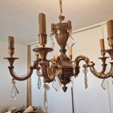 Lucien Gau, bronze worker since 1860 - Bronze chandelier with crystal pendants