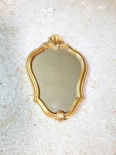 Miroir baroque doré coquille 23x33cm
