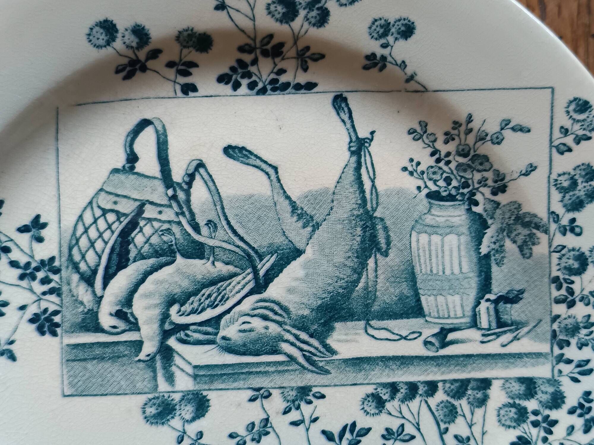set of 10 antique earthenware plates with blue decoration from Bordeaux