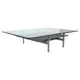 B&B Italia 'Diesis' Two-Tier Glass and Leather Coffee Table by Antonio Citterio