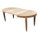 Large stripped solid oak dining table in Louis XVI style with 3 extensions.