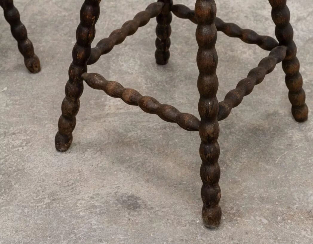 Ancienne paire de tabourets hauts en hêtre 1900