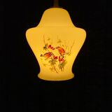 Opaline pendant lamp-Bird decoration-60s