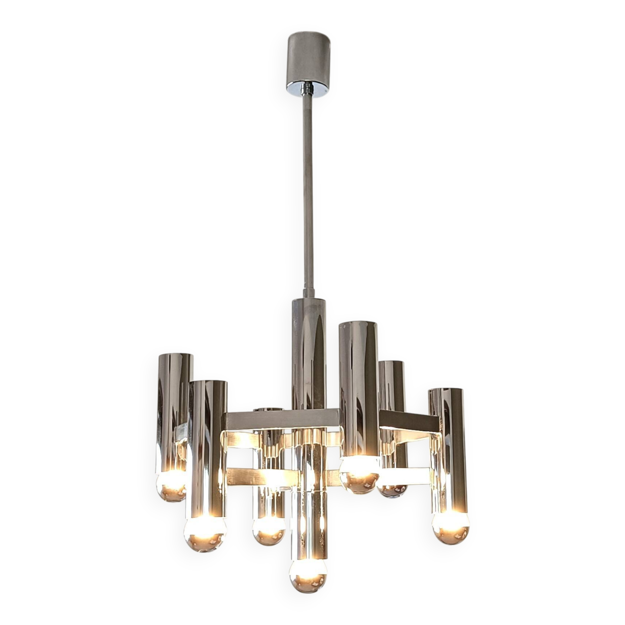 Vintage chandelier in chrome with 7 lightpoints by Sciolari