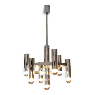 Vintage chandelier in chrome with 7 lightpoints by Sciolari