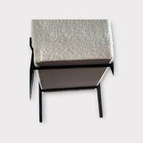 Scandinavian style armchair with vintage compass feet in terry fabric and wood