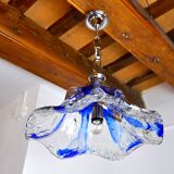 Flower chandelier Murano Mazzega, blue glass, Italy, 1970