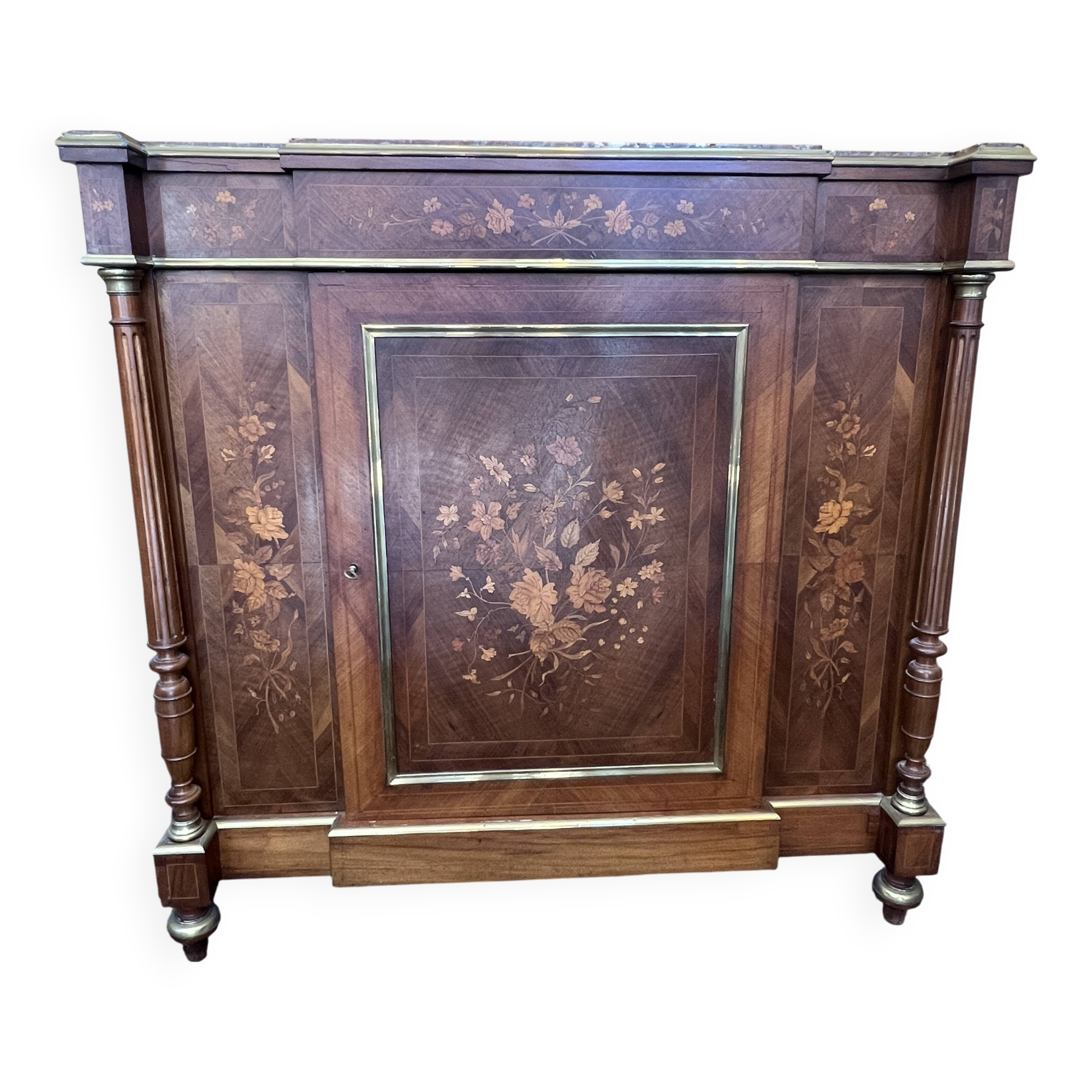 Napoleon III sideboard, rosewood and floral marquetry, 19th century