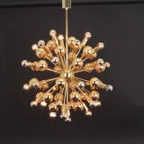 Large brass Sputnik space chandelier from the Space Age by Cosack, Germany, 1970s.