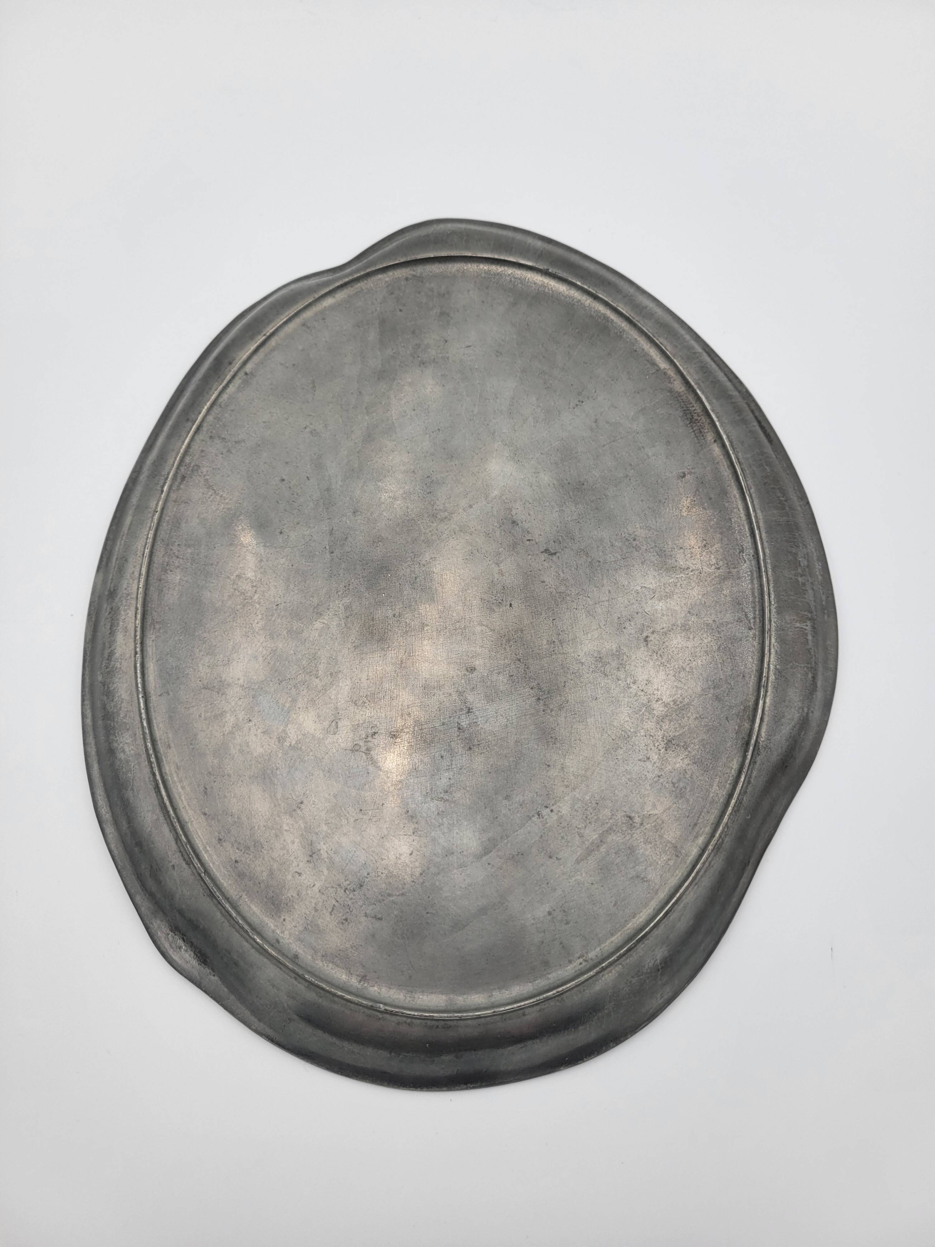 Pewter poppy plate. Art Nouveau