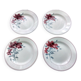 4 St Amand dinner plates with red carnation decoration