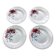 4 St Amand dinner plates with red carnation decoration