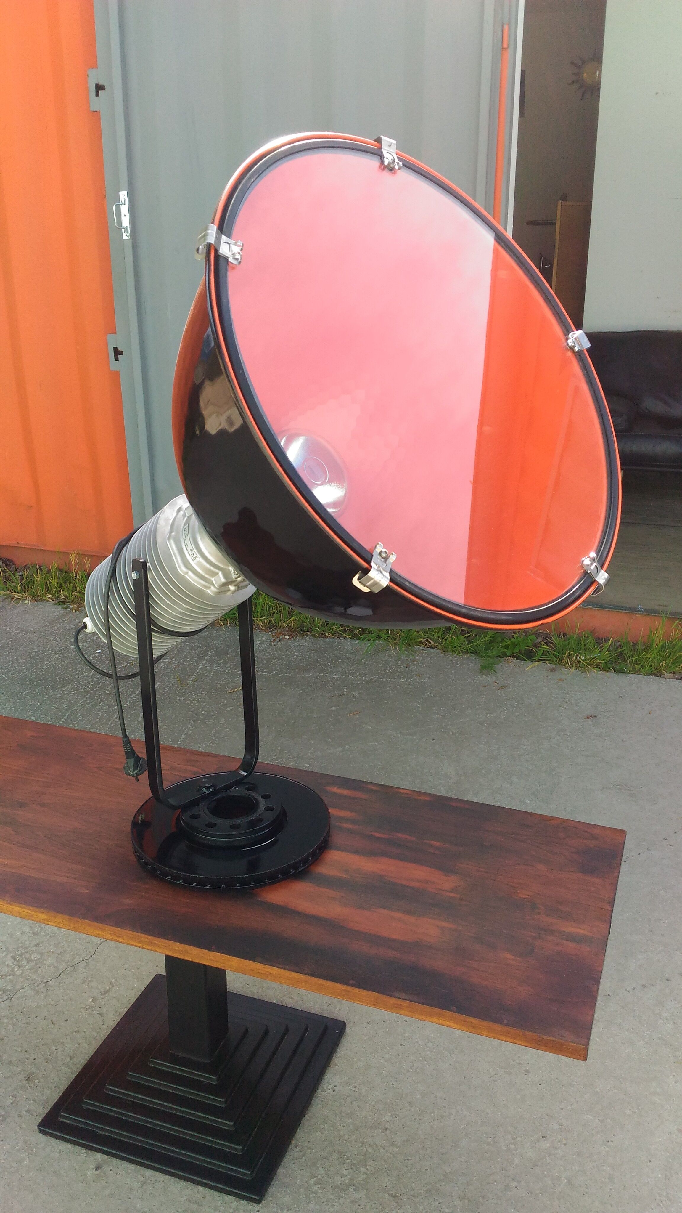 Industrial projector on pedestal