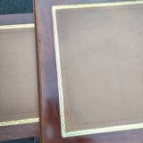 Old style flat desk louis xvi leather tray with 2 pulls
