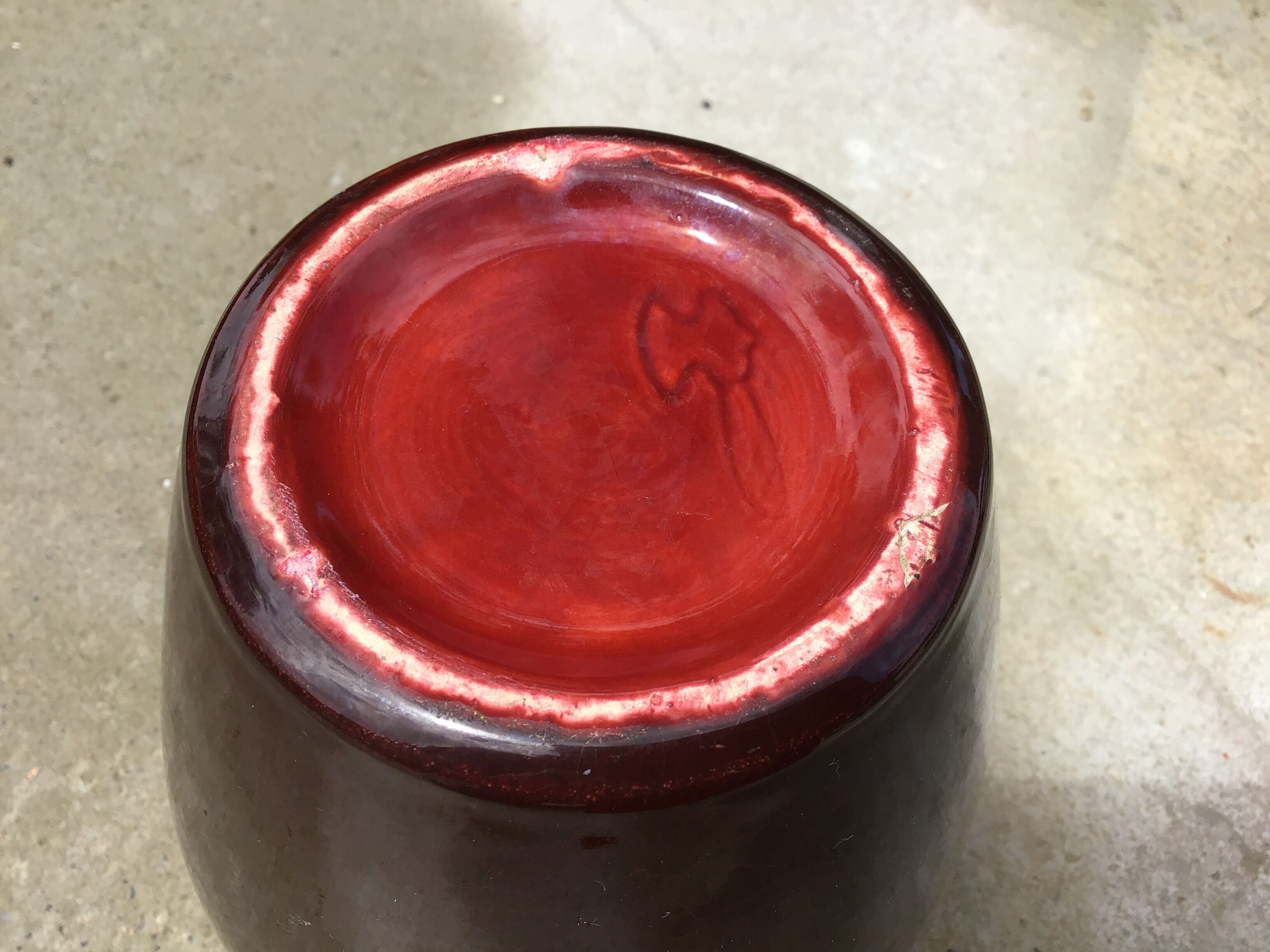 St. Radegonde Gustave Asch Vase, ceramic ox blood