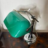 Lampe de bureau, notaire, banquier, opaline verte, art deco 1930