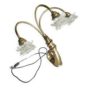 Art Deco lamp Brass and glass paste - 3 branches