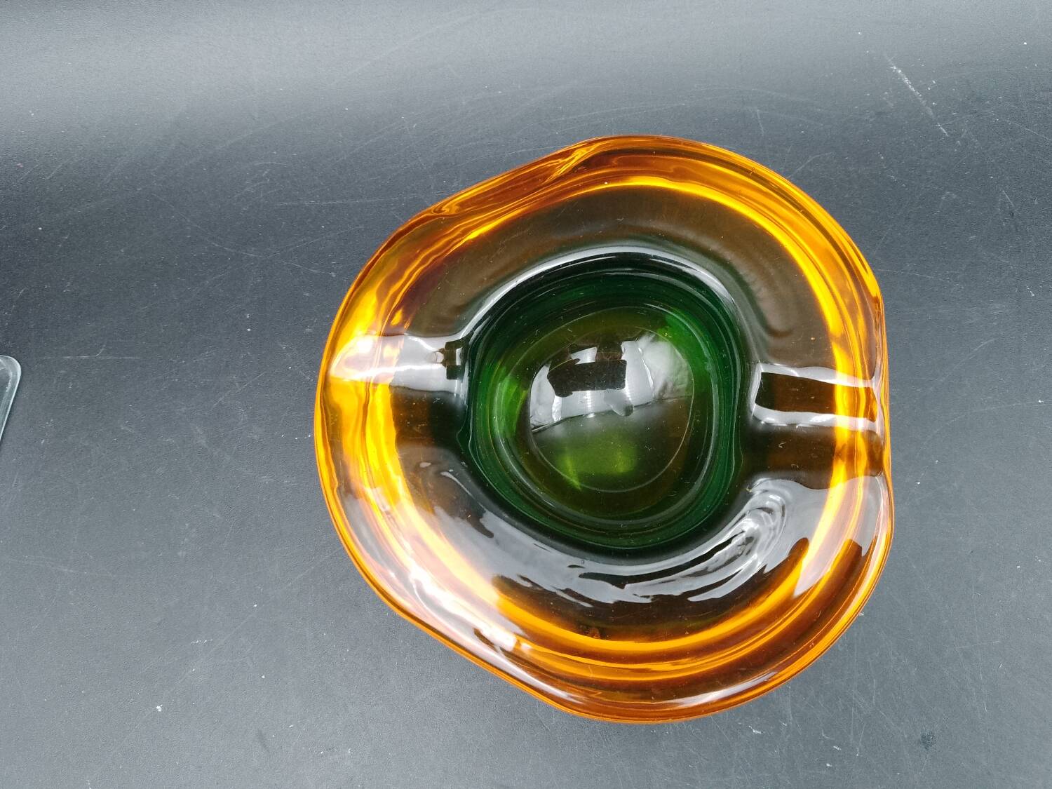 Rare Murano glass "Multi-Color" ashtray with Seguso shell elements