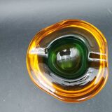 Rare "Multi-Color" Murano Glass Ashtray with Seguso Shell Elements