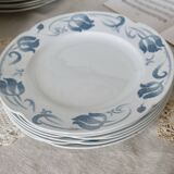 6 flat plates - Antique tableware set 82 pieces Sarreguemines earthenware Art Nouveau style