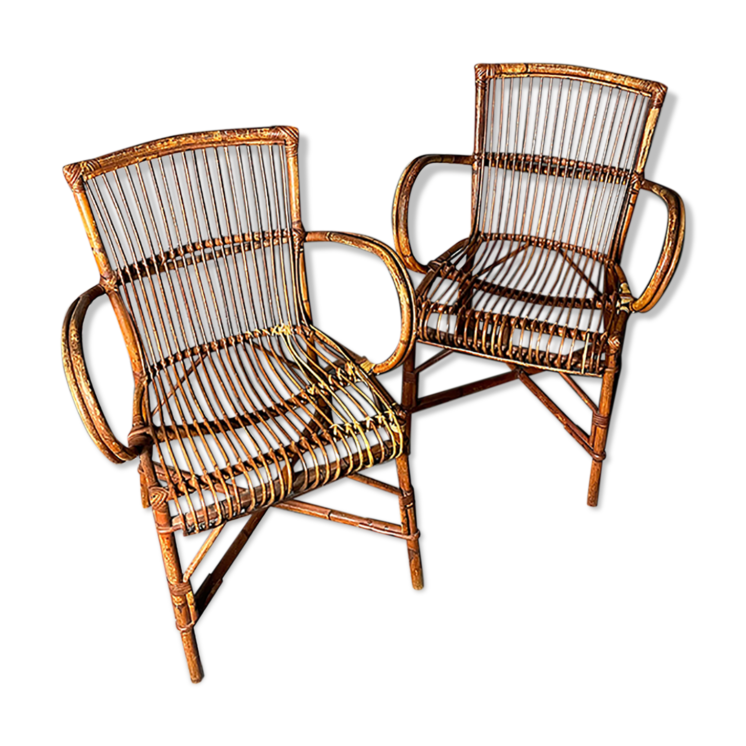 Paire de fauteuils en rotin 1930