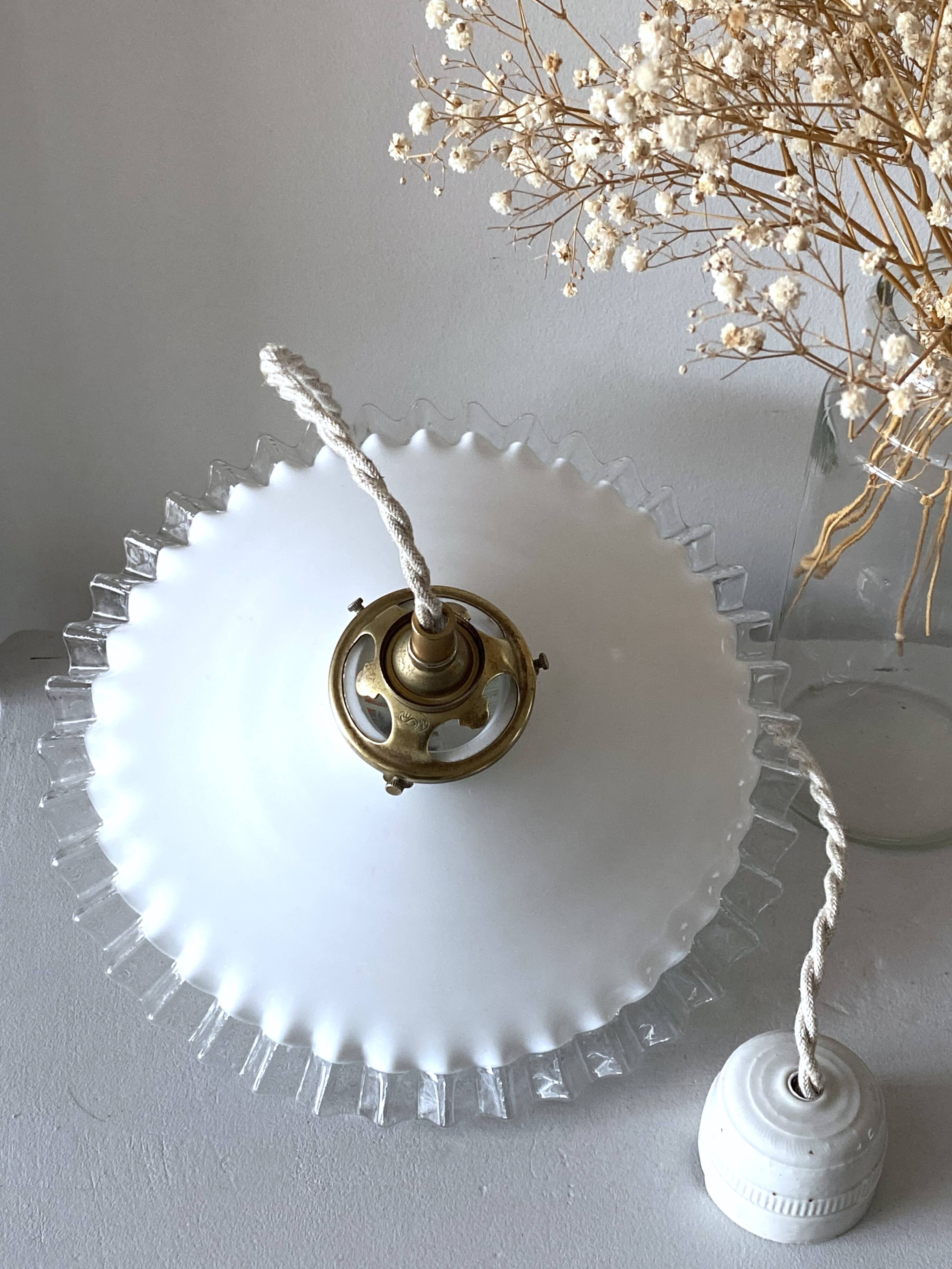 Opaline glass pendant light