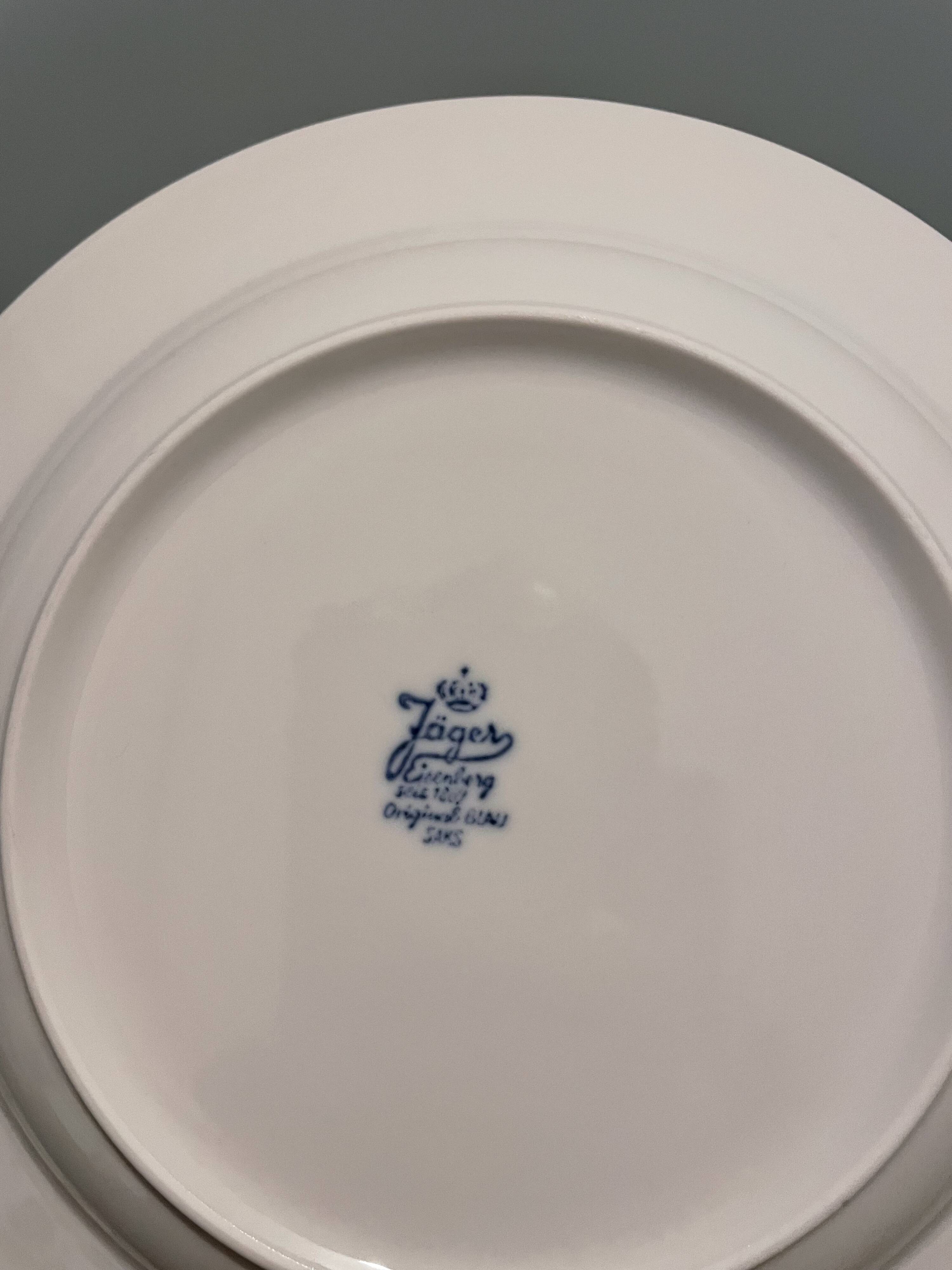 Set of 4 hollow Jäger plates in Blau Saks porcelain