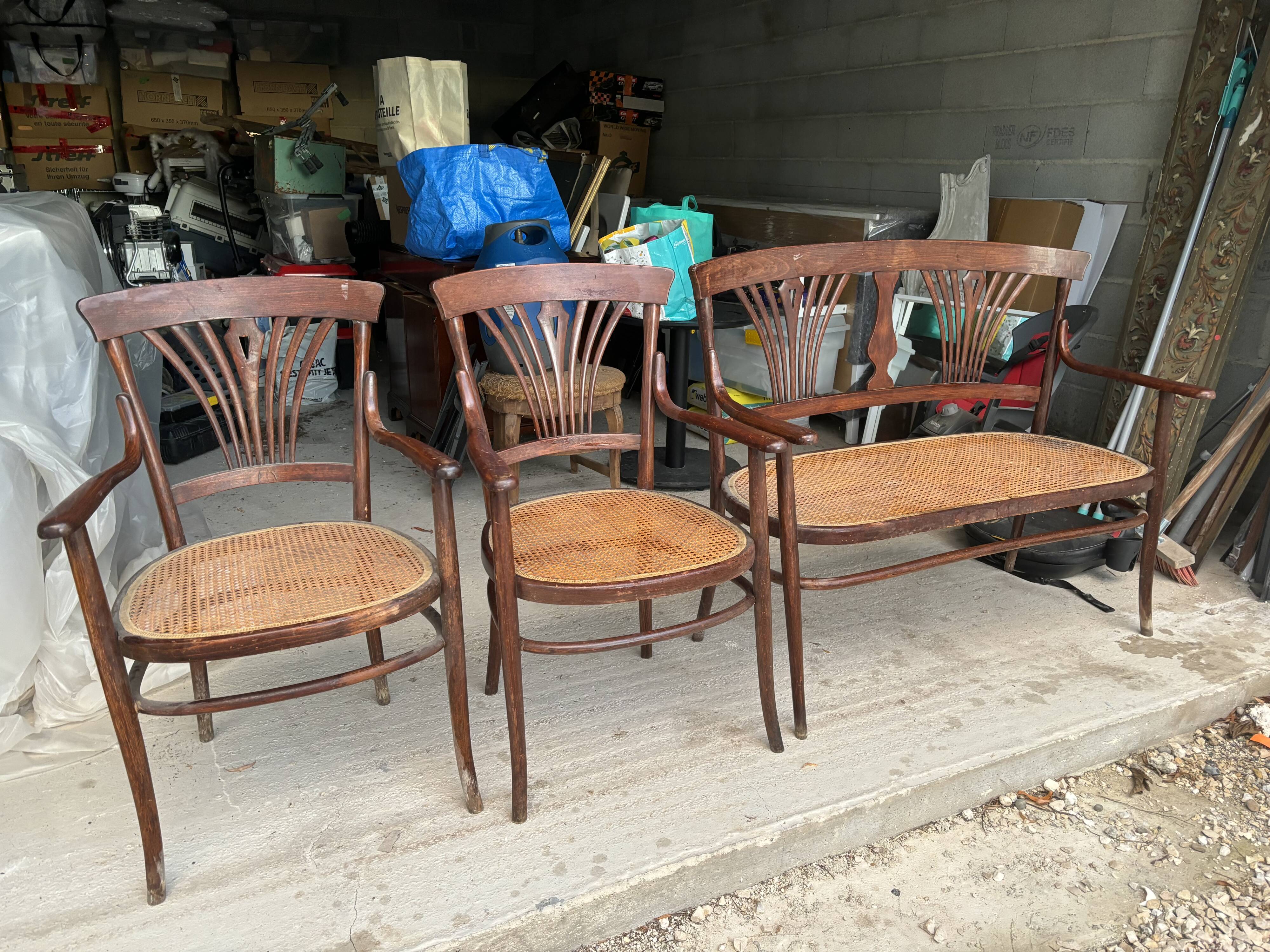 Set of 2 chairs and a Fischel armchair