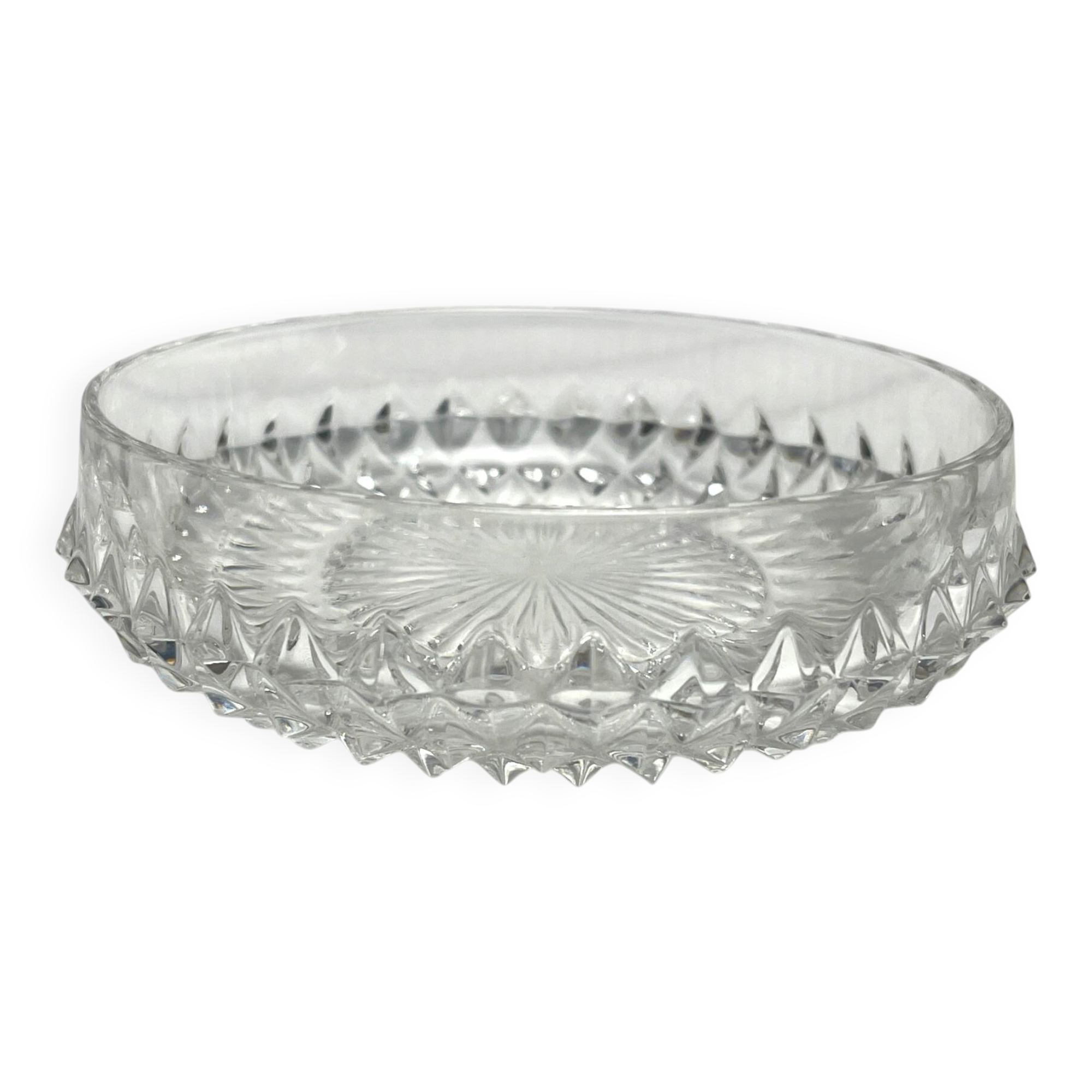 Vintage, cut crystal vide-poche from the 20th century.