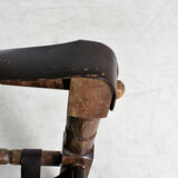 Pairs of vintage Safari style armchairs in wood and leather