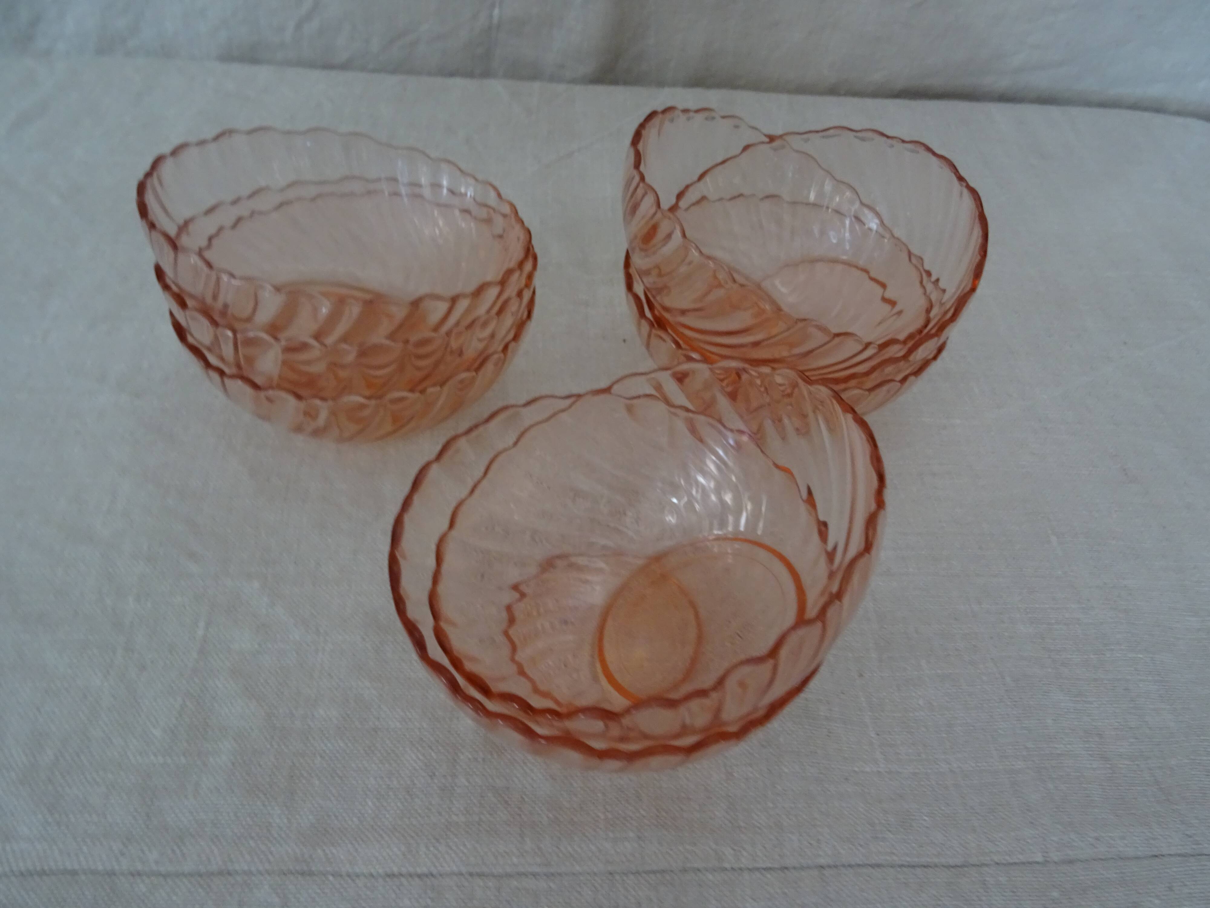 8 rosaline cups arcoroc twisted pink glass