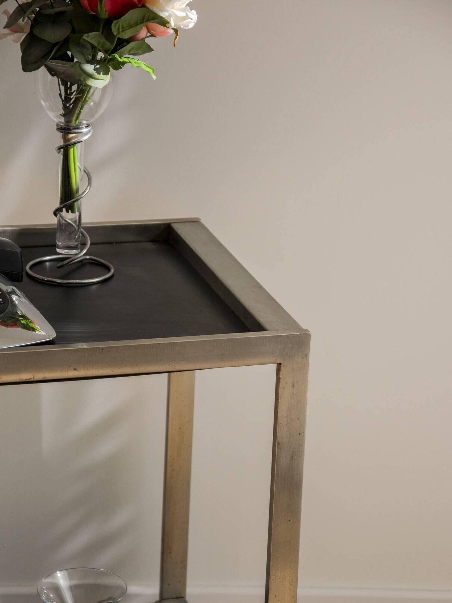 Desserte vintage chrome et noir