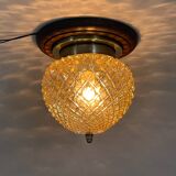 Mid-century wood & glass flush mount, 1960's