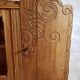 Art-deco wall showcase in raw oak