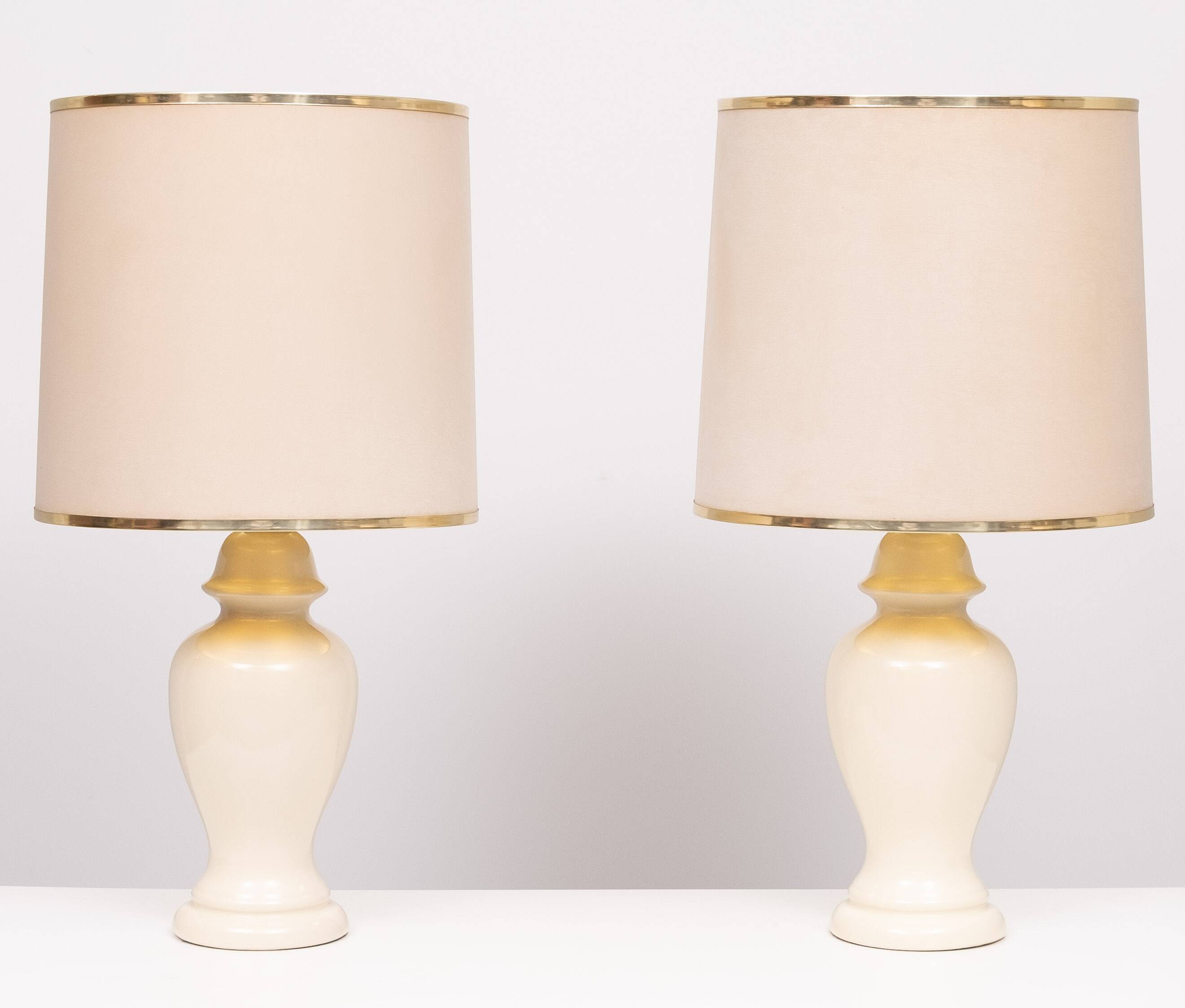 Herda set Ceramic table lamps matching Shade 1970s