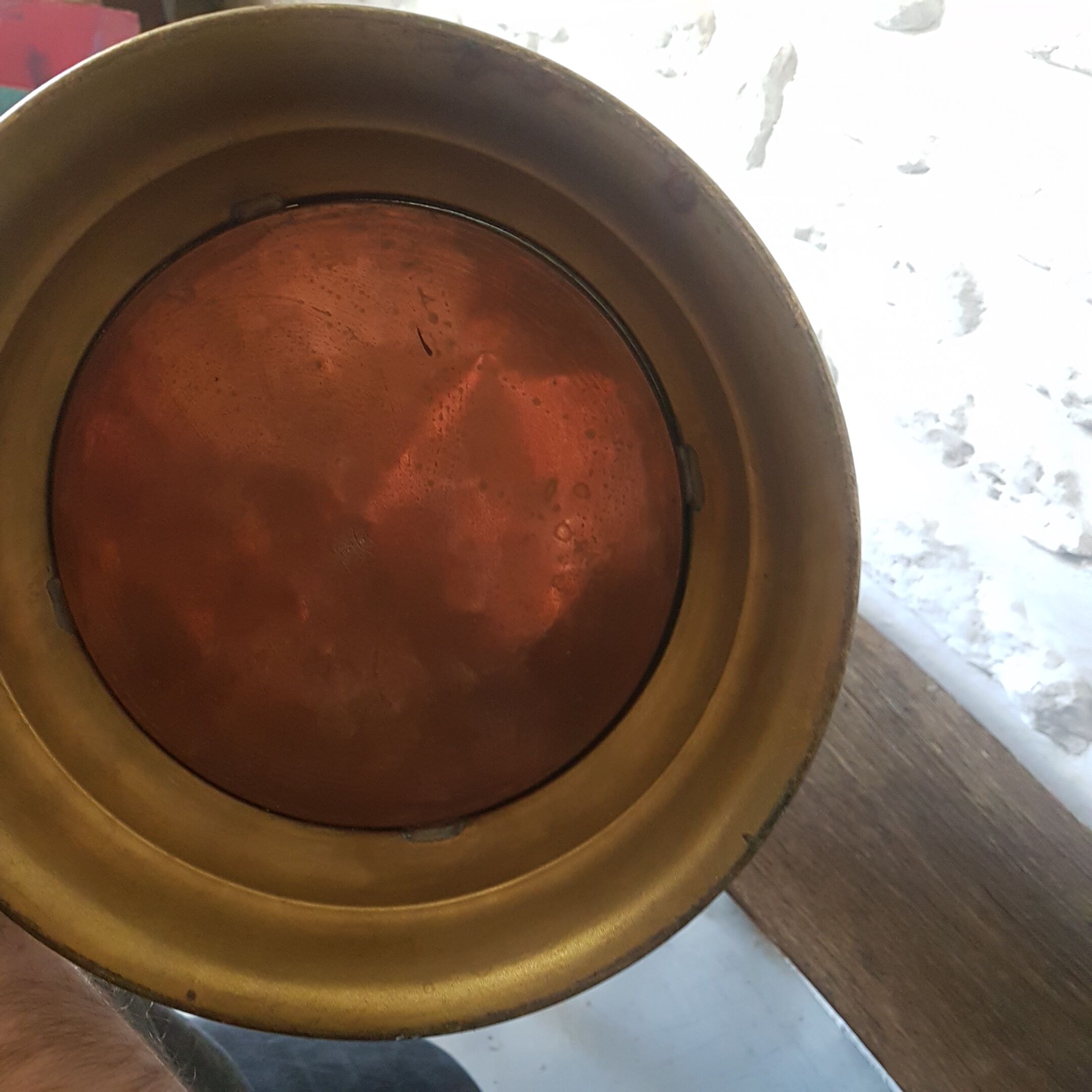 Copper and brass jar