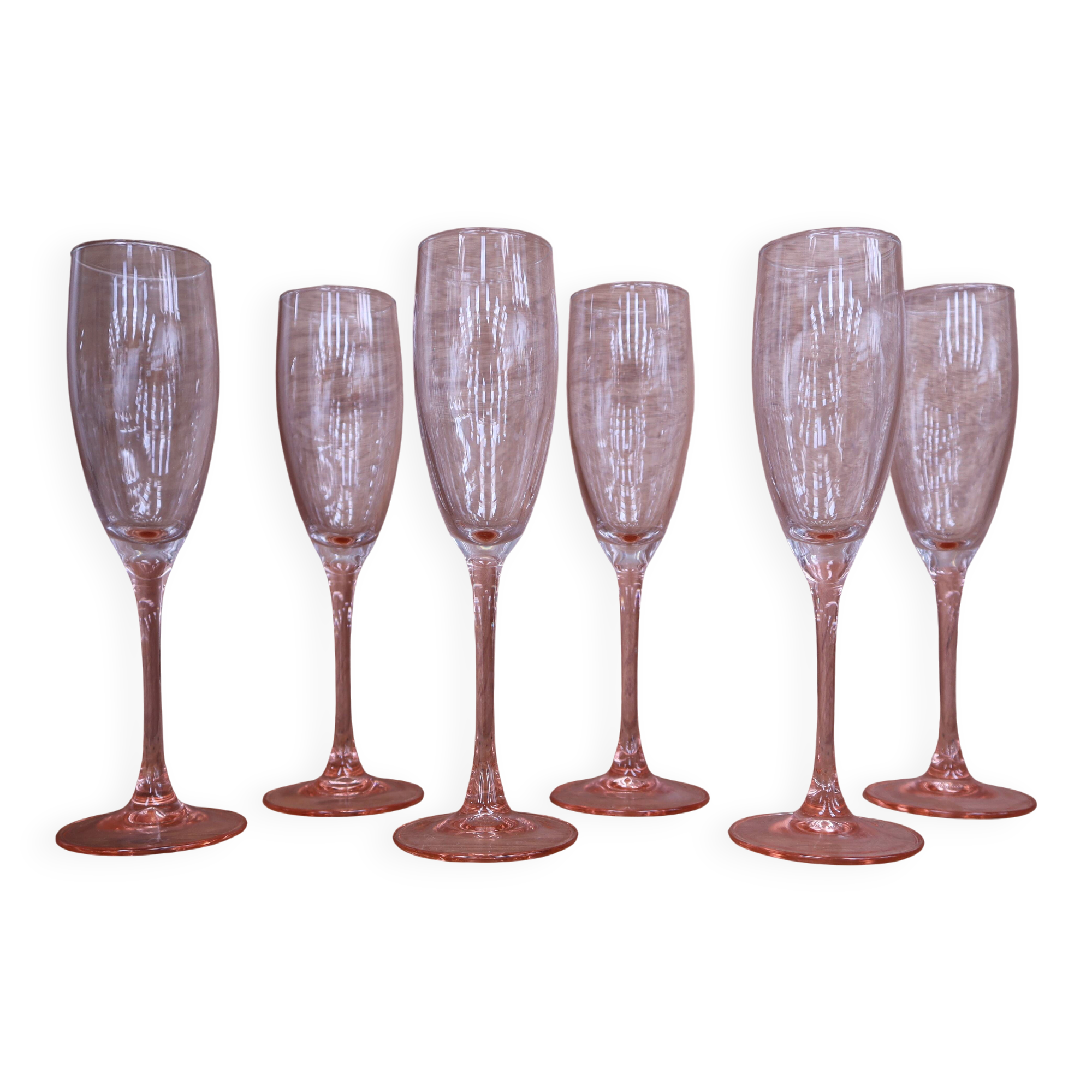 Champagne glasses Arcoroc Luminarc France pink stem
