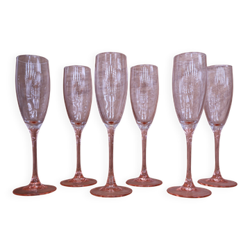 Champagne glasses Arcoroc Luminarc France pink stem